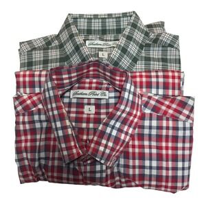 Lot of 2 Southern Point Mens Plaid Long Sleeve Button Down Shirt Size L pointer
